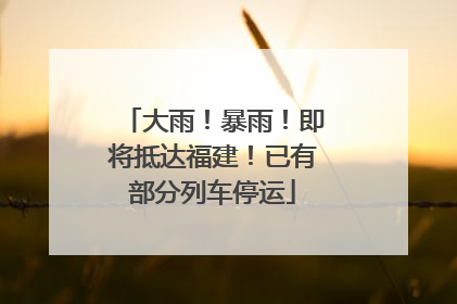 大雨！暴雨！即将抵达福建！已有部分列车停运